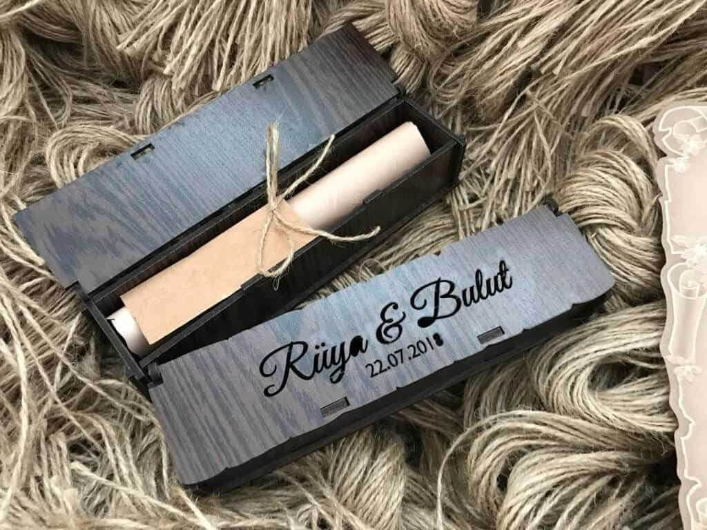 Personalized Wedding Scroll Invitations - Rustic Wooden Box Set - Only Accessories