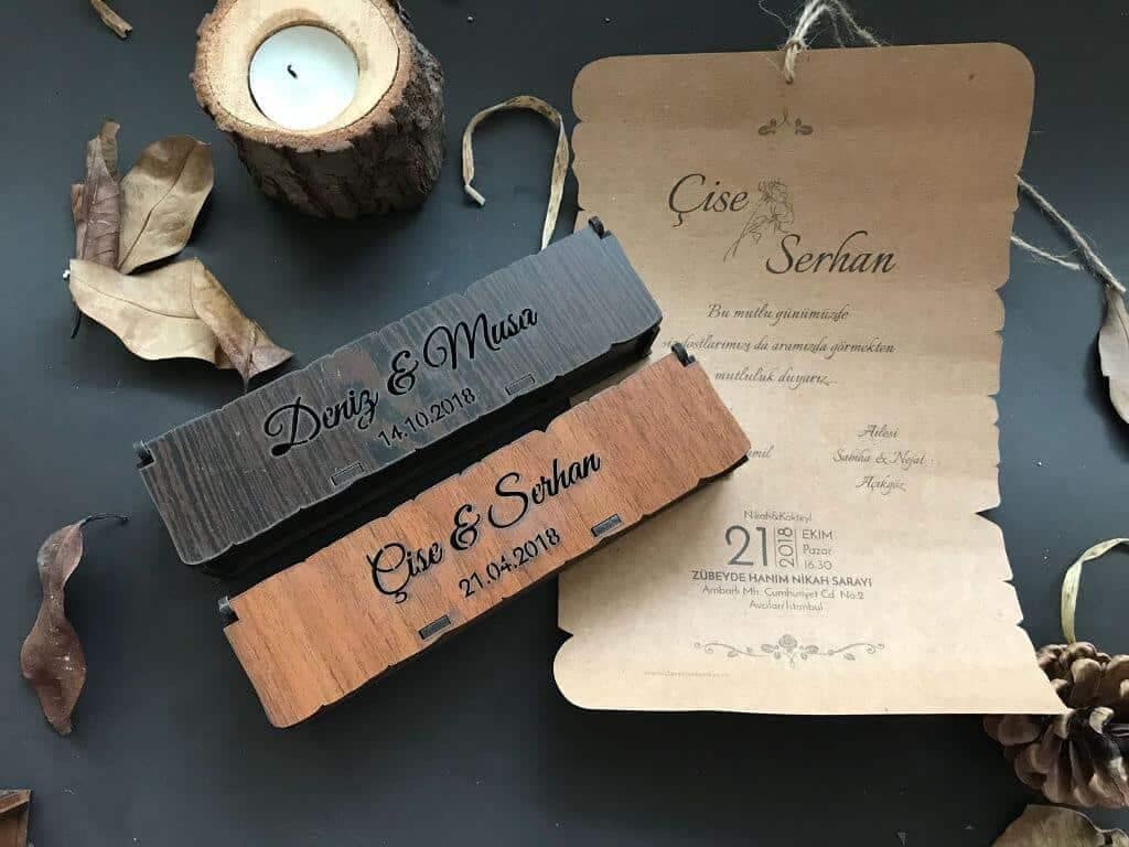 Personalized Wedding Scroll Invitations - Rustic Wooden Box Set - Only Accessories