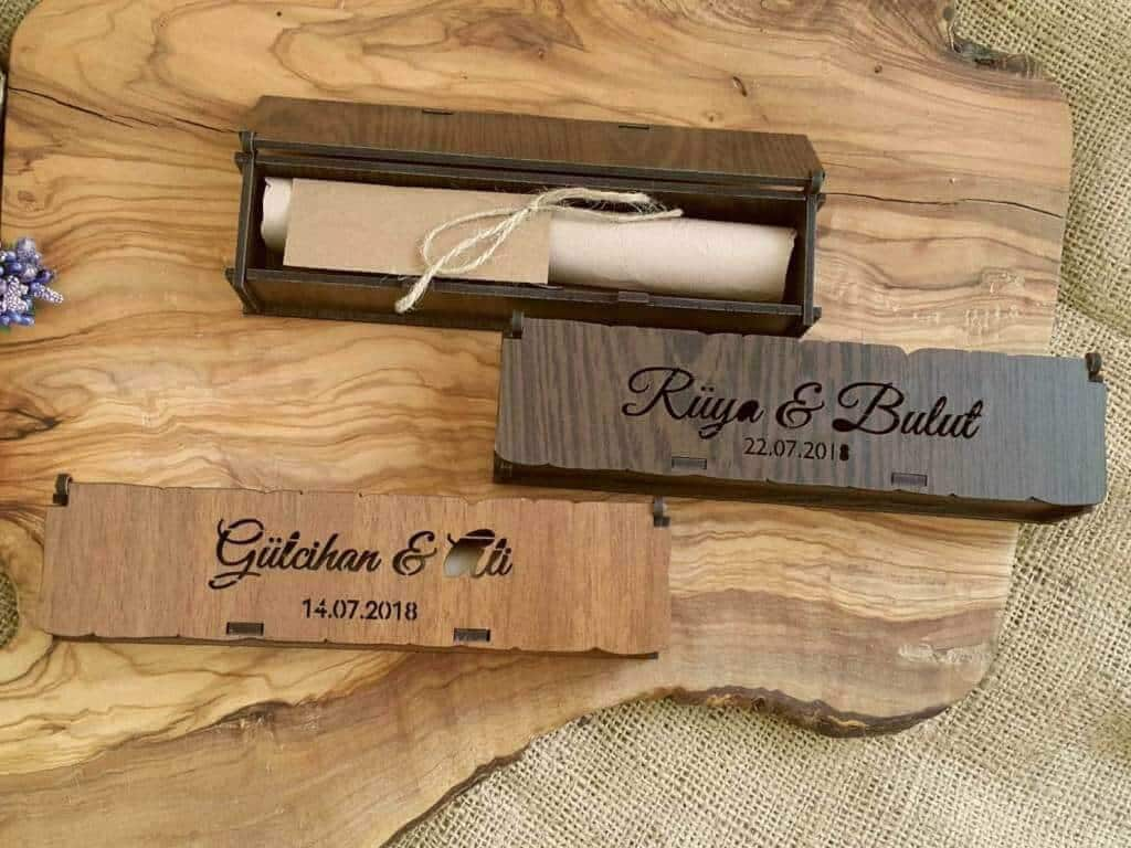 Personalized Wedding Scroll Invitations - Rustic Wooden Box Set - Only Accessories